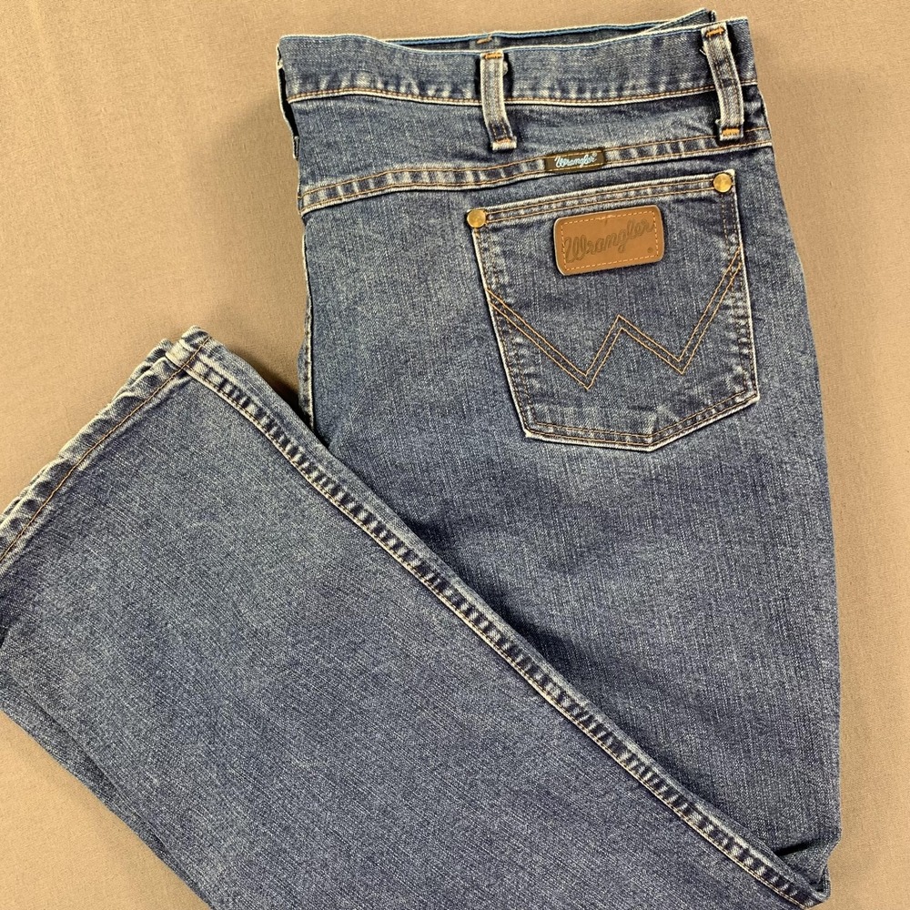 Wrangler Cool Vantage Jeans Mens 42x30 Blue Denim Slim Fit Straight 36MCVDS Work